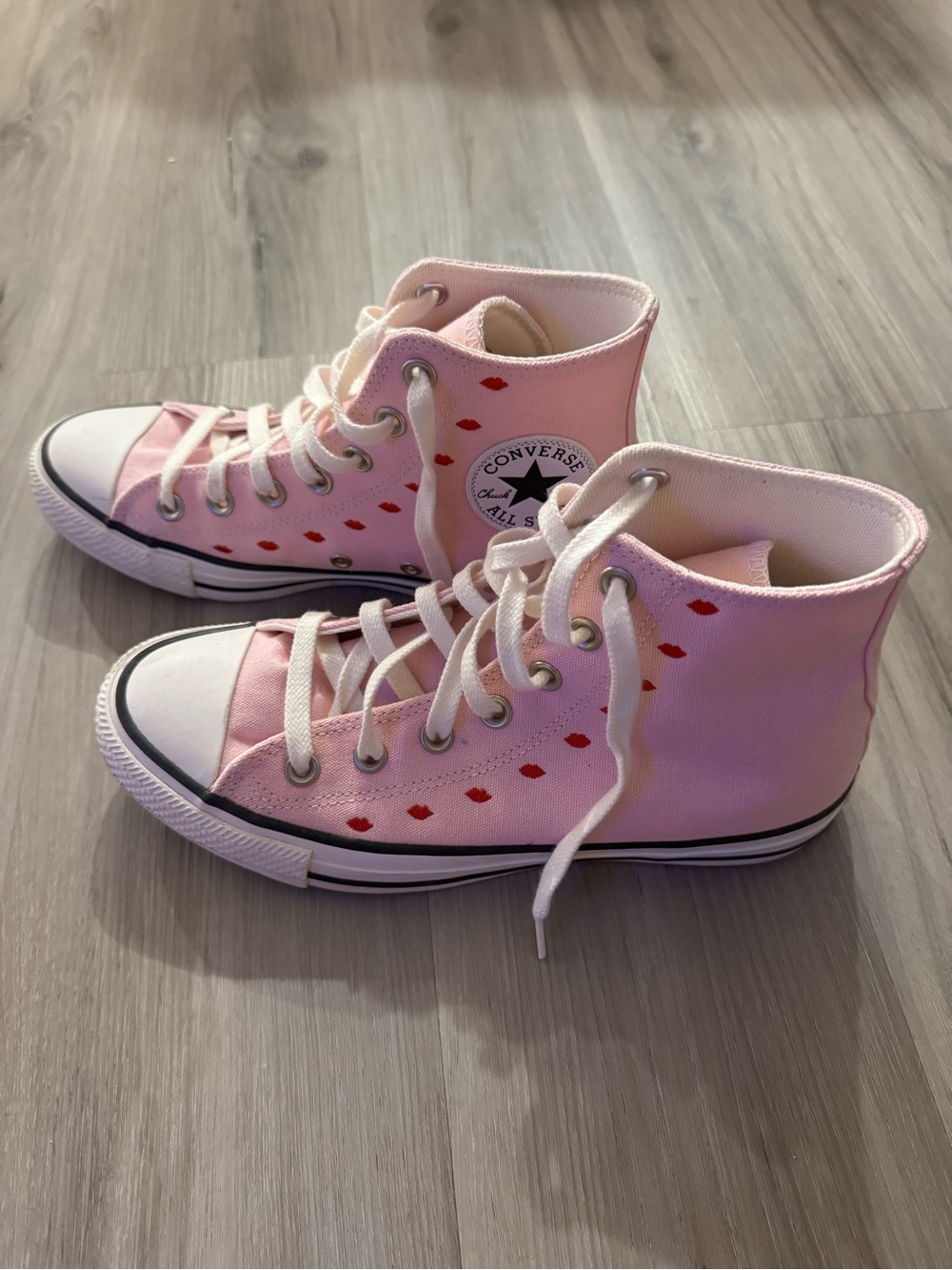 Converse Pink High-Top Sneakers with Red Kiss Detail-valentines day collection